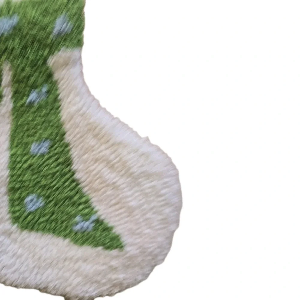 Snowman Christmas Stocking  Cozy Holiday Decor Red Green Scarf White‎ Wool Look
